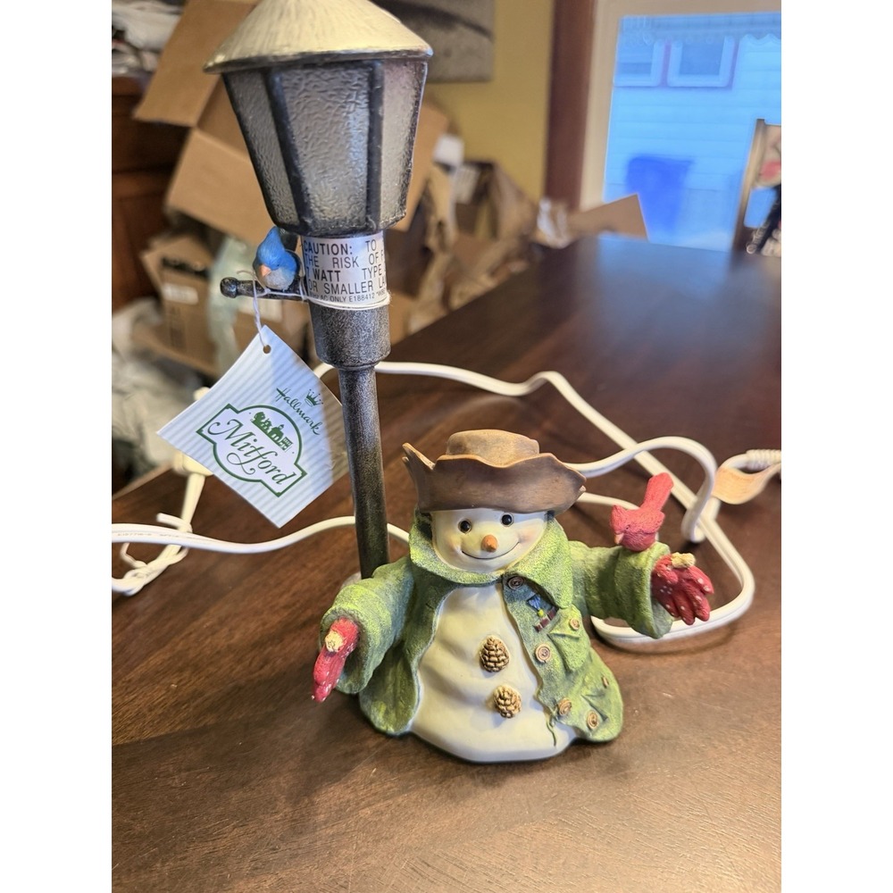 Hallmark Mitford Jan Karon Miss Rose Snowman Portable Lamp NWT